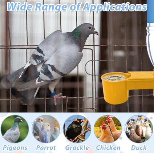 kathson 20 Pcs Bird Drinker Feeder Plastic Soda Pop Water Bottle Cup Ideal for Chicken Pigeons Birds Feeder Trough Animal Feeding Accessories(Yellow) - color: Yellow