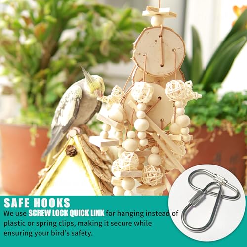 Natural Wood Bird Chew Toy for Cockatiels, Parakeets, Conures, Budgies & Lovebirds – Wooden Shredder and Foraging Bird Toys for Cage Enrichment - style: Birch Wood