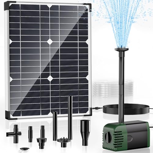 Solar Water Pump Fountain,20W Solar Fountain Pump 320GPH Solar Powered Water Pump with Adjustable Flow, PVC Tubing and 16.4ft Cord Length for Ponds, Garden, Waterfall, Fish Pond - size: 20W