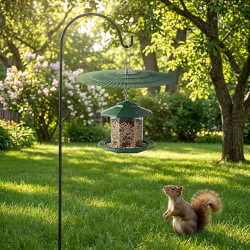 11.5" Metal Bird Feeder Rain Guard - Green | Umbrella Cover Dome Shield for Garden Bird Feeders - Weatherproof Shade Baffle to Blend with Nature - color: Green