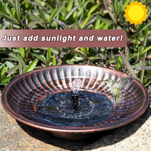 12.3" Solar Bird Bath Bowl,Bird Bath Fountain,Bird Bath for Outside(Copper) | Metal Bird Bath with Solar Fountains,Solar Bird Bath Bubbler for Garden Patio Decor - color: Copper-a