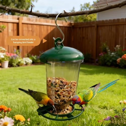 Outdoor Wild Bird Suction Feeder, can be Used for Hanging，with a Large-Capacity 89.8oz Transparent Acrylic Container. It Requires no Batteries and has high Durability