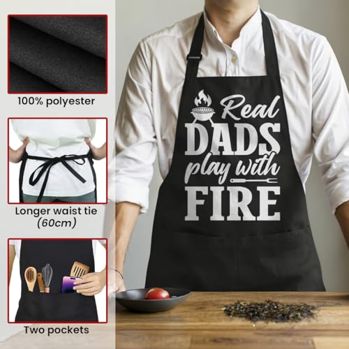 SANDJEST Funny Mens Aprons with Pockets for BBQ Grilling Cooking Grandpa Husband Apron for Birthday Christmas Father's Day - color: Dad 2