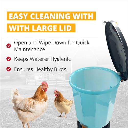 Stromberg's High Capacity Silo Poultry Waterer, 12 Gallon, Transparent Body, Easy to Clean, Float Valve Operation, Elevated 6” Stand, Large Lid, Convenient Filling Options