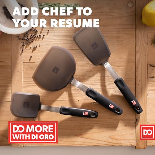 DI ORO Silicone Turner Spatula Set - 600F Heat Resistant, 3-Pc | Flexible flippers for eggs, pancakes, and crepes; Won't scratch nonstick pots and pans; BPA-free and dishwasher safe - size: Everday Set