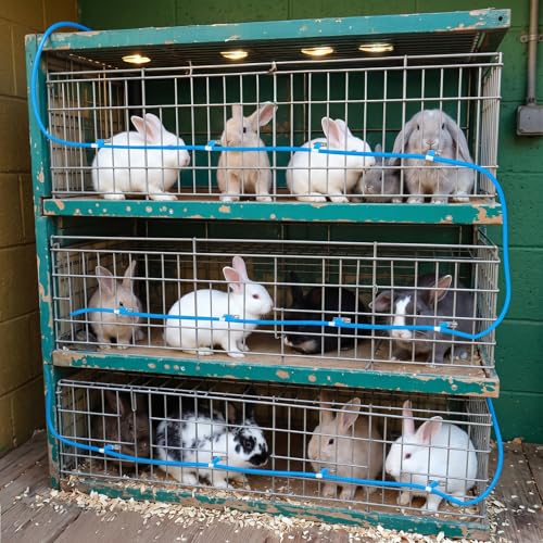 16 Set Automatic Rabbit Watering System Kit,ID 5/16" Hose 16 PCS Nipple Drinkers,Barb Fittings to G1/2" Thread Connectors, Bunny Rabbit Waterer Kit T-Fittings Springs,Gaskets,Bucket Connector