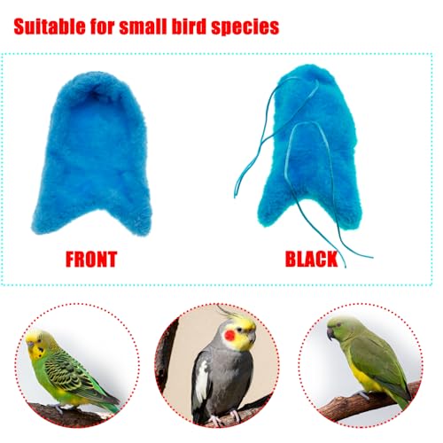 Corner Fleece Bird Blanket Cozy Bird Bed Warmer Parrot House Cage Snuggle Hut Bed Hanging Hammock Toy for Parakeet Cockatiel Conure Pigeon Lovebirds Small Animals Shelter Plush Bedding(Blue/M)