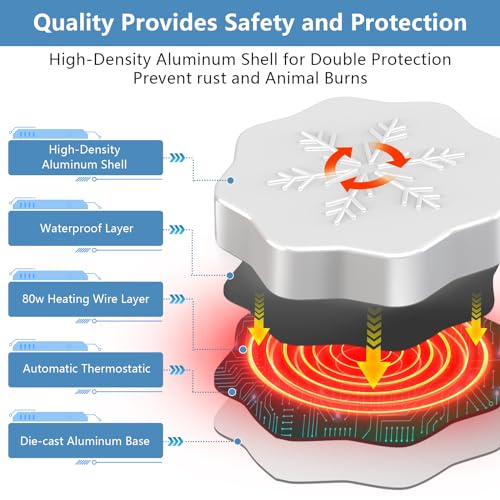 80W Bird Bath Heater for Outdoors in Winter, Thermostatic Controlled Auto Shut Off Birdbaths Deicer, Winter Water Heated De-icer for Livestock and Poultry in Farm and Yard (1PCS) - style: 1PCS