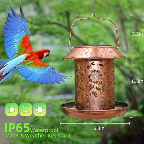 Bird Feeders for Outdoors Hanging,Metal Wild Bird Feeder Solar Lanterns Outdoor Waterproof Summer Decor Garden Gifts for Women Mom Bird Lovers,Decoration for Yard,Patio,Porch,Balcony - size: 1pack Sunflower