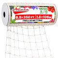 ATICCA Trellis Netting 6.5 x 350 ft Heavy Duty Polyester Plant Support Netting White - 6 Inch Garden Rope Trellis on Roll - Mesh Twine for Growing Vine Climbing Plants, Flowers, Peas, and Tomatoes. - size: 6.5x350ft Polyester Trellis Netting