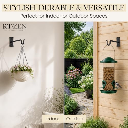 Plant Hangers Outdoor or Indoor Heavy Duty Wall Bracket Hooks | Wrought Iron Metal Hanger Indoor Hook for Hanging Plants Baskets Lanterns Bird Feeders - 2 Pack (Black Shepherds Hooks 10") - size: 10 Inch, style: Shepherds Hooks
