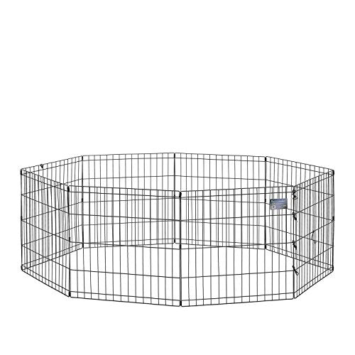 Midwest 24-Inch Exercise Pen, No Door, 16 Sq Ft Play Area | for Indoor and Outdoor Use, No Door Design for Maximum Security, Easy to Set Up, Foldable Playpen - color: Black No Door, size: 24" H