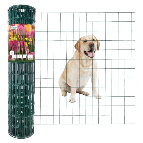 Green PVC Coated Welded Wire Fence 36" x 50' Roll, 2"x3" Mesh, 16 Gauge | Vinyl Coated Garden Fencing, Yard & Pet Barrier, Chicken Wire Fencing, Dog Enclosure Mesh, Vegetable Plant Protector - color: Green, size: 2''x3'' 16GA 36''x50'