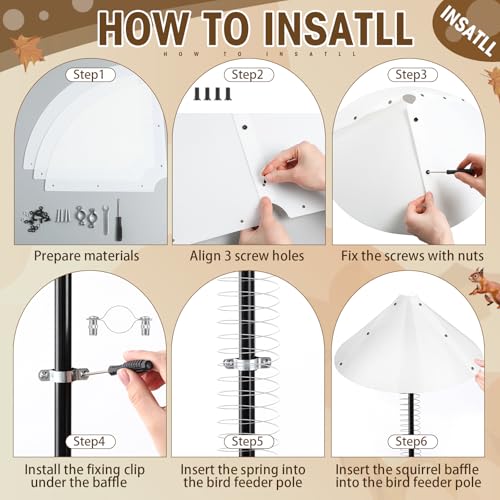 2 Set 19 Inch Squirrel Baffle and Squirrel Barrier Spring Device Metal Coil for Bird Feeder Pole, Outside Pole Mount Stopper & Bird House Guard for Outdoor Shepherd Hooks (White) - color: White