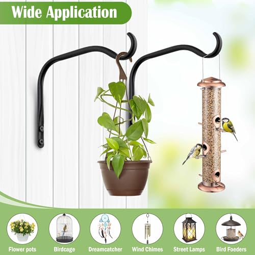 Lifyzoon 6" Outdoor Plant Hangers Brackets, 2-Pack Metal Wall Hanger | Hold 15lbs, Rust-Proof Iron Plant Brackets, Easy Installation, for Hanging Baskets, Bird Feeders, Wind Chimes, Lanterns - size: 6Inch-2Pack