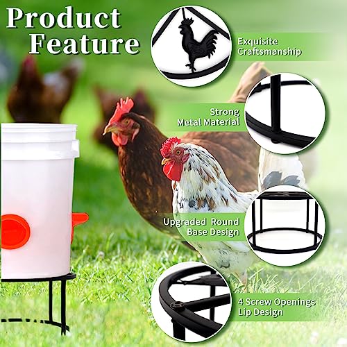 2Pcs Metal Stand for Chicken Feeder Waterer Heavy Duty Chicken Water Feeder Stand Holder with 4 Legs Rustproof Iron Chicken Waterer Buckets Stand Round Support Rack for Coop Poultry Indoor Outdoor - color: 4 Legs Metal Stand-2pcs