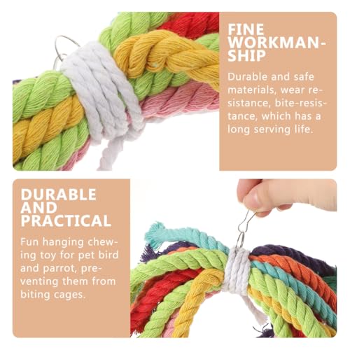 Bird Rope Chew Toy with Hanging Buckle Cotton Bird String Toy for Parrots Cockatiels and Parakeets Cage Hanging Chewing Plaything 7.87 X 5.90 X 3.93 in
