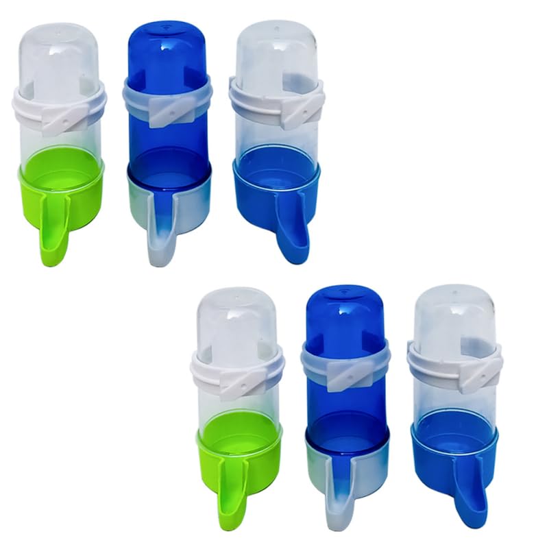 POPETPOP Automatic Pet Water Bowls 6-Pack 5.12 Inch Portable Bird Drinking Fountains for Parrots and Small Birds Leakproof Water Dispensers for Bird Cages and Outdoor Use