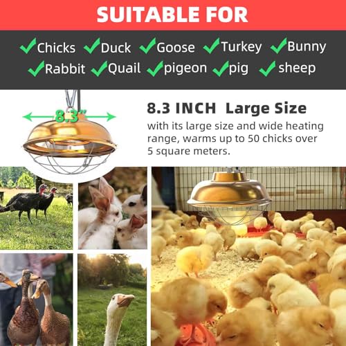 Chicken Coop Heater Inside Coop heat lamp，300 Watt Two-Stage Temperature Brooder Heater for Chicks, Duck，Poultry