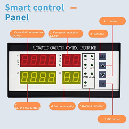 Incubator Controller XM-18ZH Fahrenheit 7-Way for Hatching Eggs | Digital incubator controller with Fahrenheit display.7-way output.Temp humidity sensors.Built in alarm.Adjustable egg turning