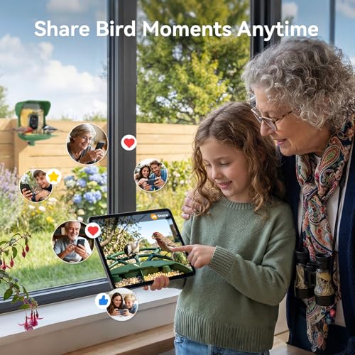 Smart Bird Feeder with Camera, 11000+ AI Bird Recognition, 2K HD Color Night Vision, IP65 Waterproof Solar Powered Bird Feeder with 142° Wide Angle, Motion Detection for Outdoor Garden, Ideal Gift