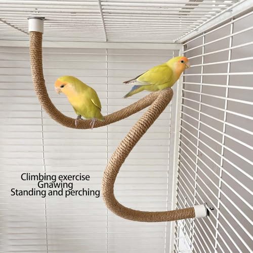 Bird Rope Perch, 100cm/39.3in Cotton Rope Spiral Toys Bird Bungee Rope Perches Parakeet Toys for Cockatiels Conures Lovebirds Finches