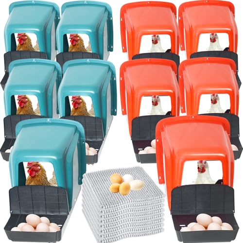 10-Pack Chicken Nesting Boxes with Perch, Roll-Out Laying Boxes for Hens,Egg Nesting Box for Chicken Coop, Large