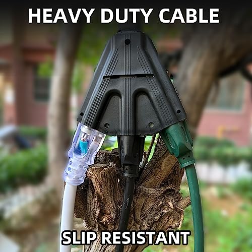 YOJOE 3-Outlets Indoor Outdoor Extension Cord, 3 Prong 13A Weatherproof Power Cord Multiple Outlets, 16 Gauge Heavy Duty 6 ft Black Extension Cord for Garage, Garden, 16/3 SJTW UL Certified - color: Black, size: 6 Foot, style: Standard
