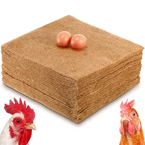 Aoriher 12 Pack Natural Hemp Chicken Nesting Pads Reusable Hens Bedding Mats Chicken Nesting Box Liners for Hen Laying Eggs, Coop Pet Garden Lawn Indoor Outdoor, 11.8 x 11.8 Inches