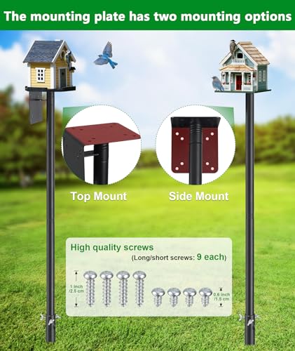 Heavy Duty Bird Feeder Pole - 109 Inch Adjustable 1 Inch Metal Bird House Pole with 14” Deep Auger Base | Outdoor Mount Kit for Bluebird Houses, Hummingbird Feeders, Smart Bird Feeder with Camera - size: 109"