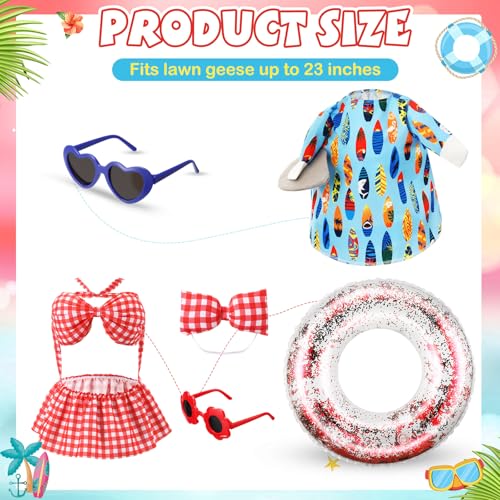 Bikini Porch Goose Outfits with Sunglasses and Swimming Tube for 23" Summer Goose Costume Garden Patio Statue Decor(Bikini) - style: Bikini