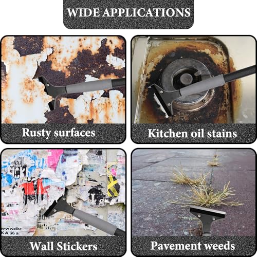 Floor Scraper Long Handle, Heavy duty floor scraper tool 16-47" made of stainless steel stronger with 5PCS extra 4Inch razor blade scraper tool is oil stains rust removal wallpaper cleaning tools. - size: 47 inch