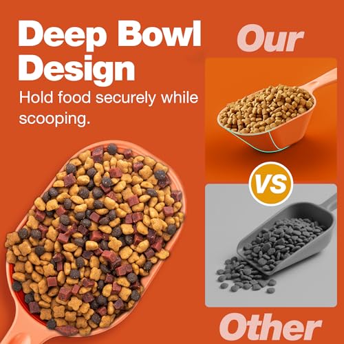 Dog Food Scoop 2 Pack, Pet Cup Capacity Cat Food Scooper With Measuring Lines For Dog, Puppy and Cat Coffee Bean, Flour Scoop Orange - color: Orange