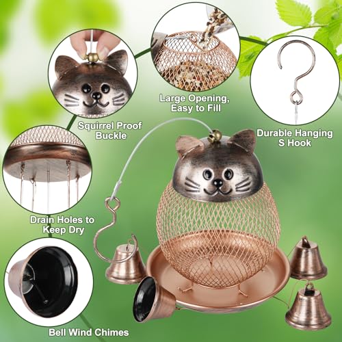 LBTING Wild Bird Feeder, Wind Chimes, Cute Cat-Shaped Style | Metal, Decoration, For Hanging Outdoor Garden Yard - style: Cat-Shaped Wind Chimes