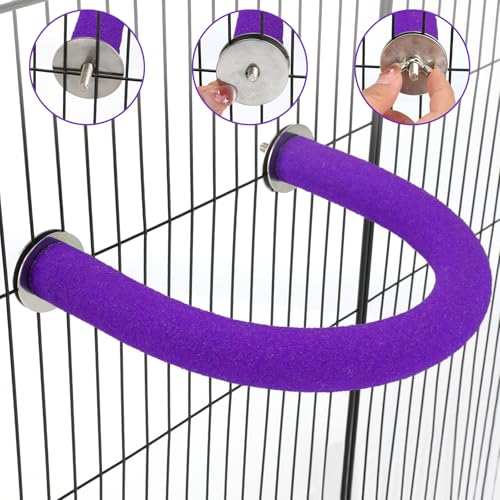 Rypet U-Shaped Large Parrot Perch, Quartz Bird Perch for Cage(Purple L) | Safe Chew & Rest Perch for Large Birds, Durable Non-Toxic Cage Accessory, for Parakeets Cockatiel Conures - color: Purple, size: Large