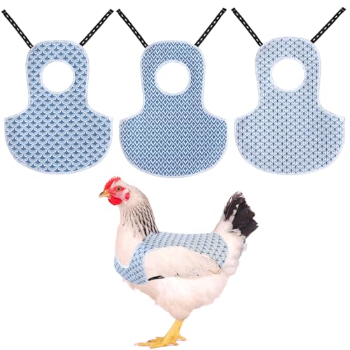 Chicken Saddle for Hens, 3 Pack Adjustable Breathable Aprons | Adjustable back straps prevent pecking and ensure durability. Protects hens during mating. Easy to wear. - color: Blue