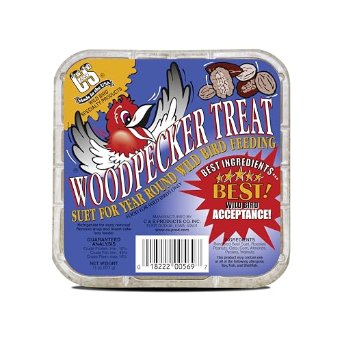 C&S Woodpecker Suet Treat, Outdoor Wild Bird Food for Woodpeckers, Flickers and More, 8 Pack - style: Woodpecker, 8 Pack