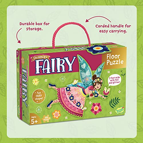 Peaceable Kingdom Jumbo Fairy Floor Puzzle 50 Pieces | A 50-piece floor puzzle that builds focus and patience. Includes storage box with a carrying cord. - style: Fairy