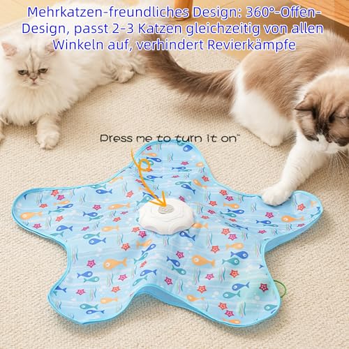 Hide and Seek Interactive Cat Toys, Puzzle Motion Activated for Indoor Cats | Cat Enrichment & Stimulating, Electronic Design, Moving toy play mat, USB & Battery Powered, 5-Hole, Multi-Cat, Bird Sound - color: Fish Cover