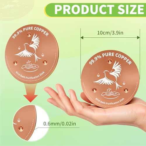 1-Pack 99.9% Pure Copper Bird Bath Purification Disk, 0.6mm Bird Bath Copper Disk with Triple-Point Support, All-Season Copper Plate Copper Disc for Outdoor Bird Bath, Bowl - color: Bird Bath Copper Disk - 1 PACK