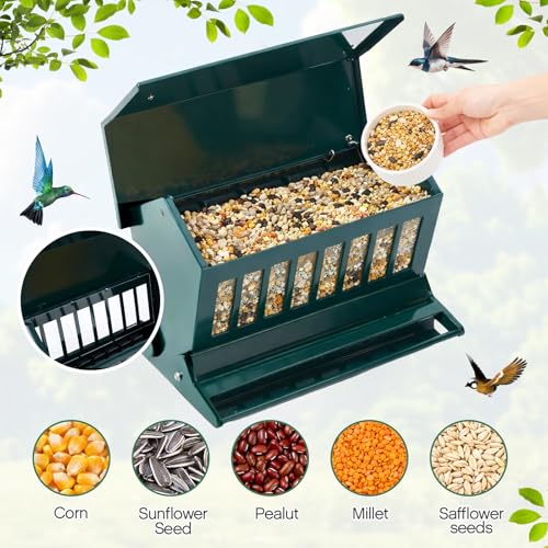 Zonon 12lbs Squirrel Resistant Bird Feeder on Pole | Squirrel Proof Bird Feeders on Pole, Metal Construction, Providing Stable Ground Installation for Outdoor Garden Yard