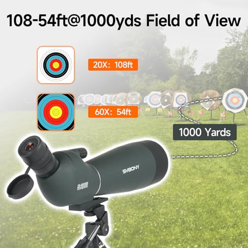 SVBONY SV28 New Version Spotting Scope, 20-60x80mm for Target Shooting, HD | FMC Coating, Long Range Spotter Scope, Shooting Range, with Phone Adapter & Tripod, for Bird Watching, Wildlife Viewing - style: 20-60x80