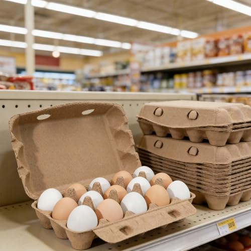 20 Pack Egg Cartons, 3x5 Style Reusable Egg Cartons Cheap Bulk | Natural Paper Pulp Egg Cartons Bulk, Sturdy Egg Holder for Fridge, Egg Carton for Fresh Chicken Eggs