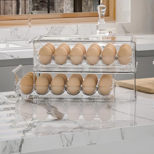 Egg Container for Refrigerator BPA Free Refrigerator Organizer Bins,Stackable Egg Holder for Refrigerator,18 Egg Tray,Clear - size: 18 Egg Holder