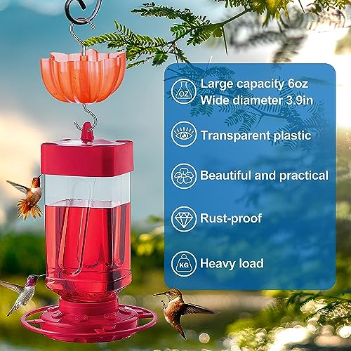 Ant Moat for Hummingbird and Oriole Feeders to Guard Against Ants Protecting the Sugar Nectar Water, Cleaning Brushes Included (Red 2 Pack)