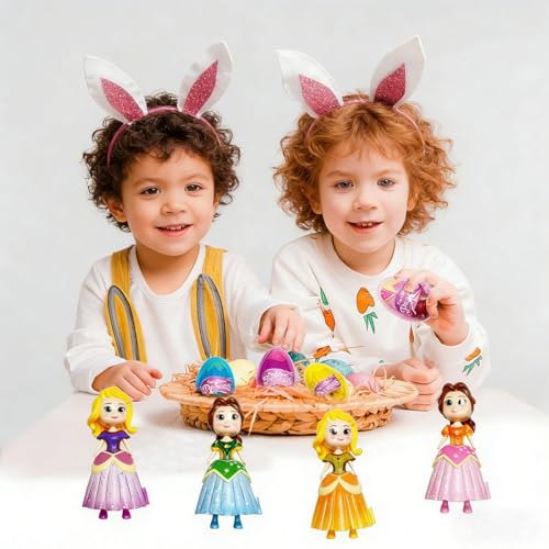 Pinkiwine 4 Pack Jumbo Princess Deformation Eggs Prefilled Easter Eggs with Toys Inside for Kids Girls Boys Easter Gifts Easter Basket Stuffers - style: Style B