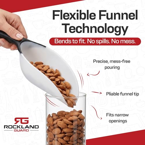 Rockland Guard 1-Cup Multipurpose Scoops (2-Pack) – Flexible Funnel Tip for Spill-Free Pours – Heavy-Duty Ice Scoop for Freezer & Kitchen – Dog Food Scoop & Flour Scoop for Canisters - size: 2 Pack