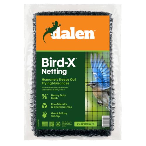 Dalen Bird-X Protective Mesh Netting for Fruit Trees & Berries, 7 x 20 ft | Black Garden Netting, 5/8-inch Mesh - Helps Deter Birds & Garden Pests, Made of Weather-Resistant Plastic - size: 7' x 20'