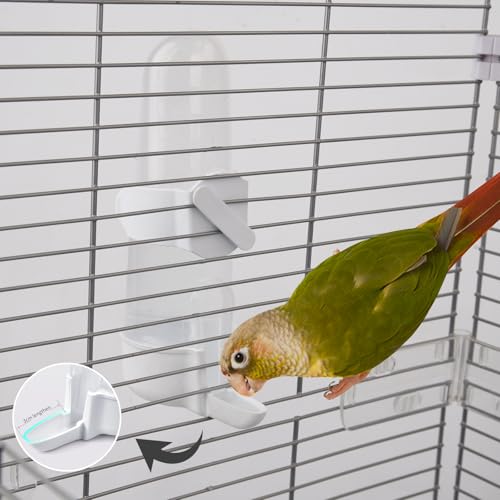 Bird Feeder Automatic Bird Water Dispenser Set for Cage No Mess Parakeet Cage Water Dispenser PP Material, 200ml/6.8fl oz (2PCS) | Durable shatter-resistant plastic, tool-free setup, easy daily cleaning, suits parakeets finches canaries