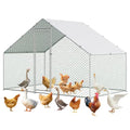 Large Metal Chicken Coop, Large Chicken Pen, Chicken Runs for Yard with Waterproof and Anti-UV Cover, Duck Rabbit House Outdoor (9.8'L x 6.5'W x 6.5'H) - size: 118.1"L x 77.2"W x 78.4"H